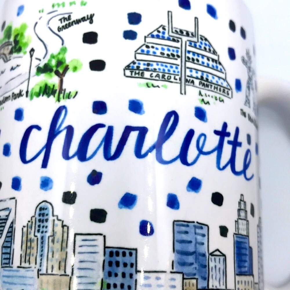 NWOT- Artist Evelyn Henson Charlotte Skyline Collectible Ceramic Coffee Mug
